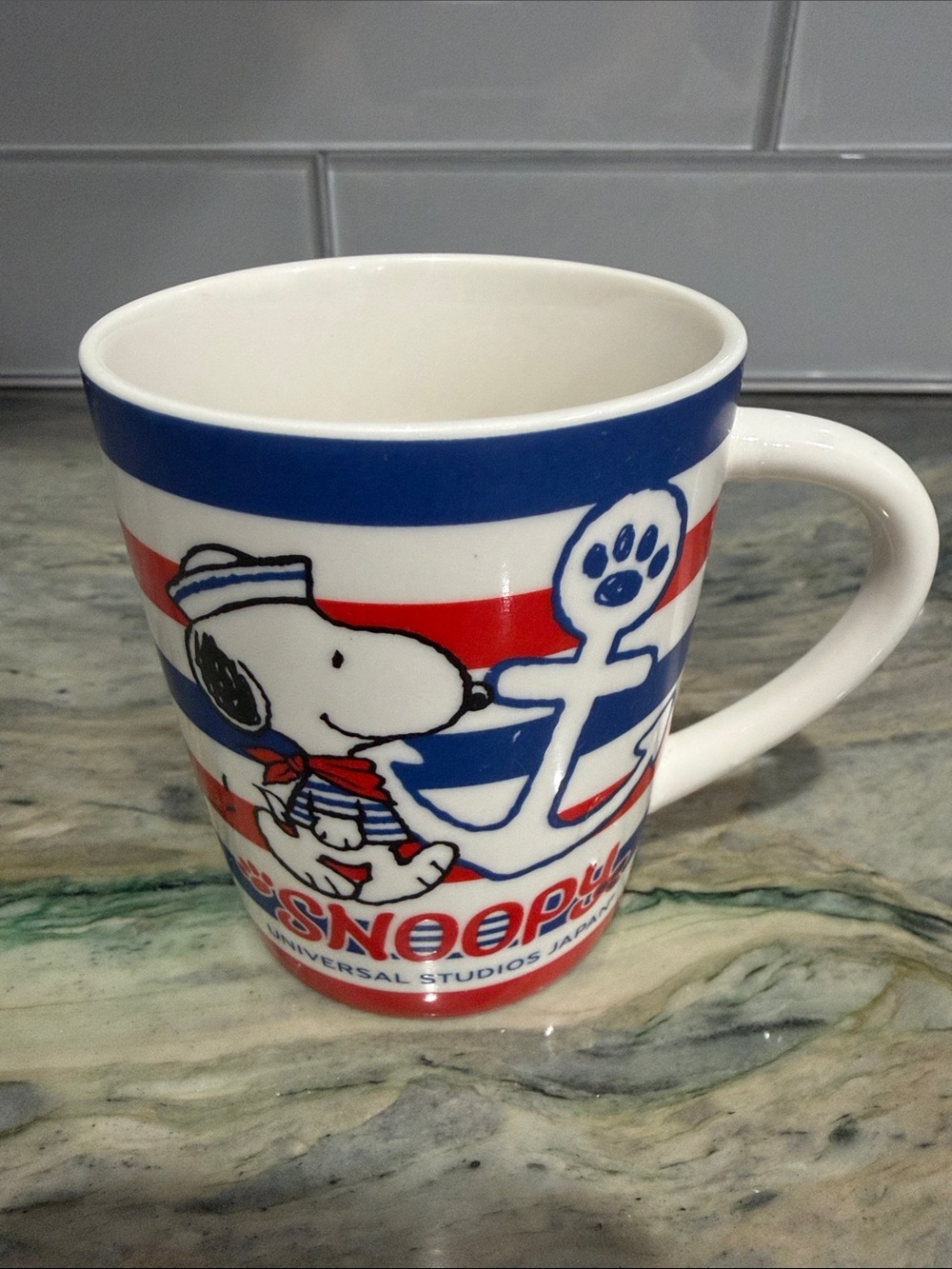 Universal Snoopy Nautical Ceramic Mug - White, Blue, Red